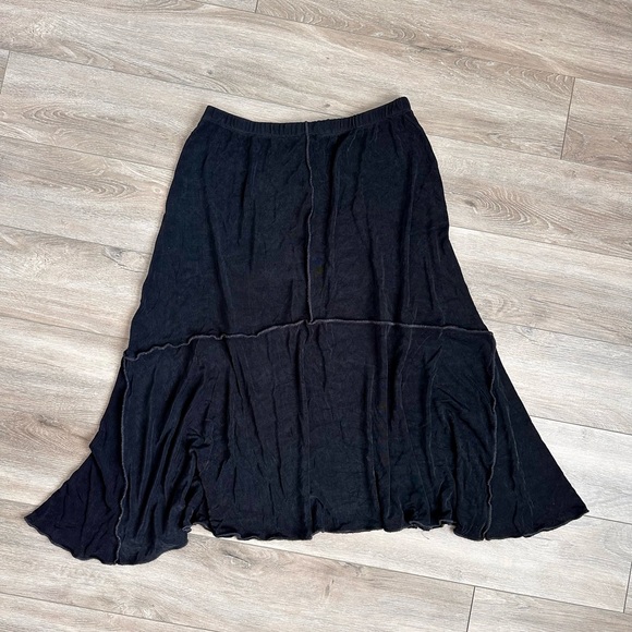 Nicole Marie Dresses & Skirts - Nicole Marie Adult L Black Maxi Skirt Contrast Stitch Stretchy Flowy USA Vintage